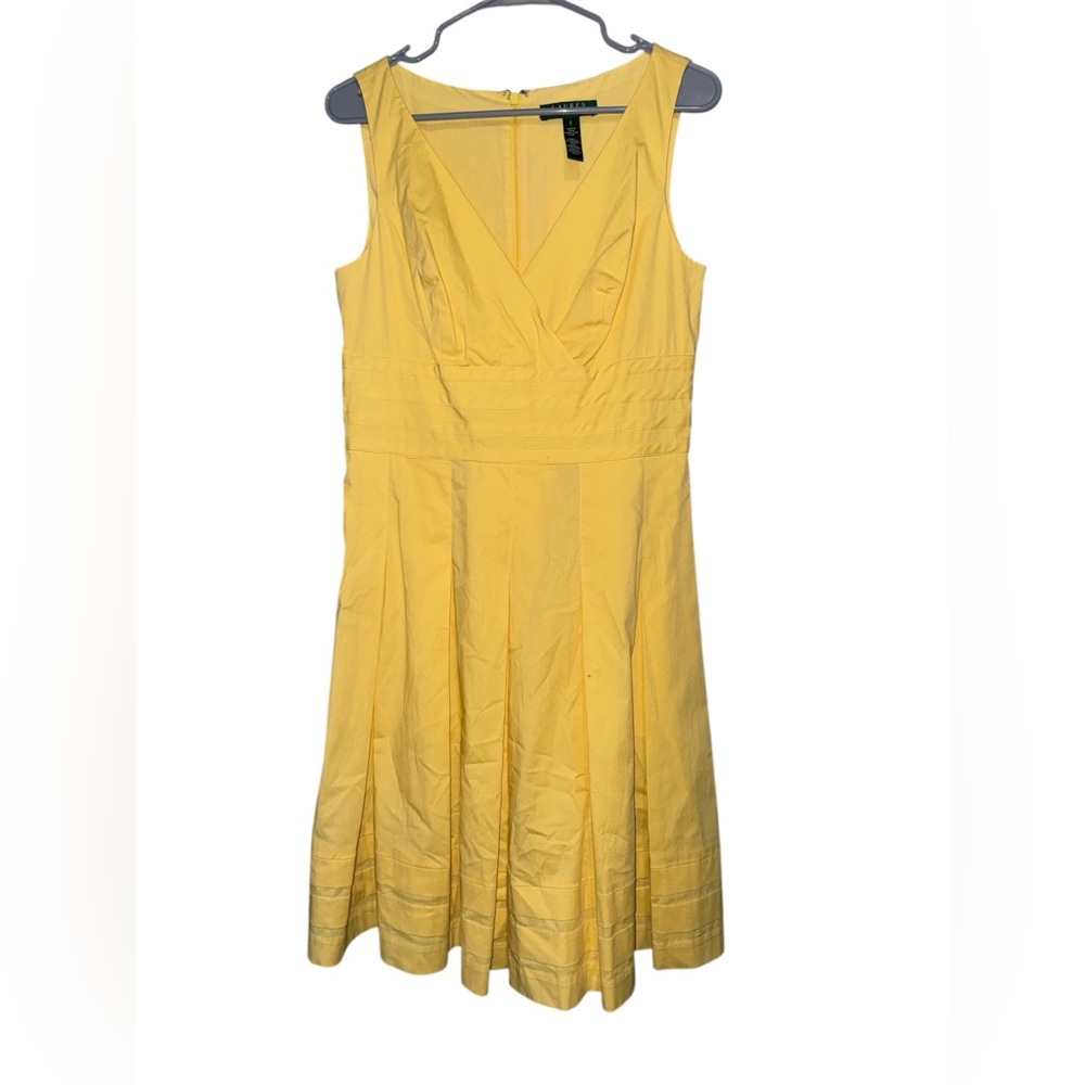 Lauren Ralph Lauren Yellow Sleeveless V-Neck Dress size 8